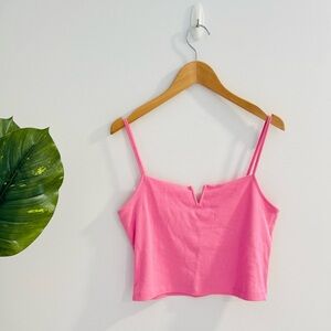 ARDENE | Pink Ribbed Cropped Tank Top Size Large